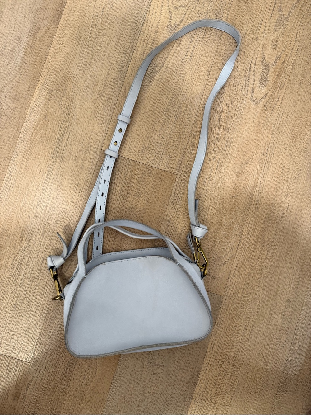 Madewell Light Blue Small Leather Crossbody Bag with Adjustable Strap